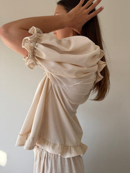 Ruffle Blouse ~ Cream