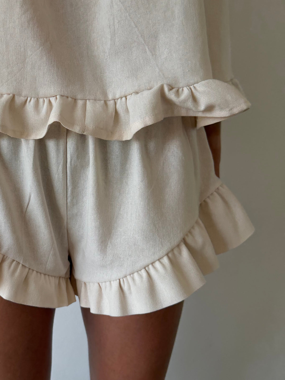 Ruffle Mini Shorts ~ Cream