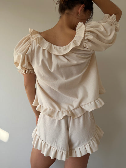Ruffle Blouse ~ Cream