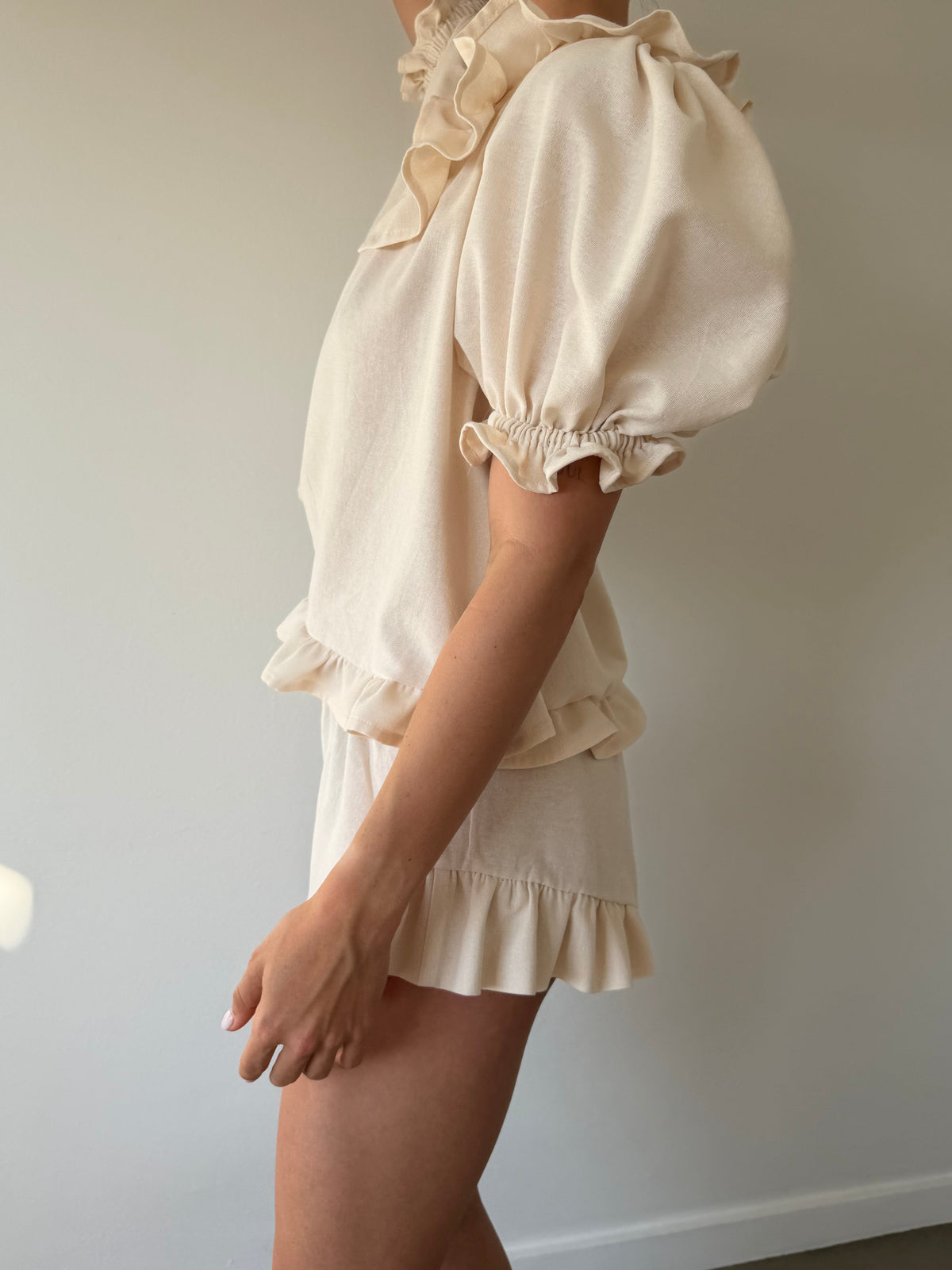 Ruffle Mini Shorts ~ Cream