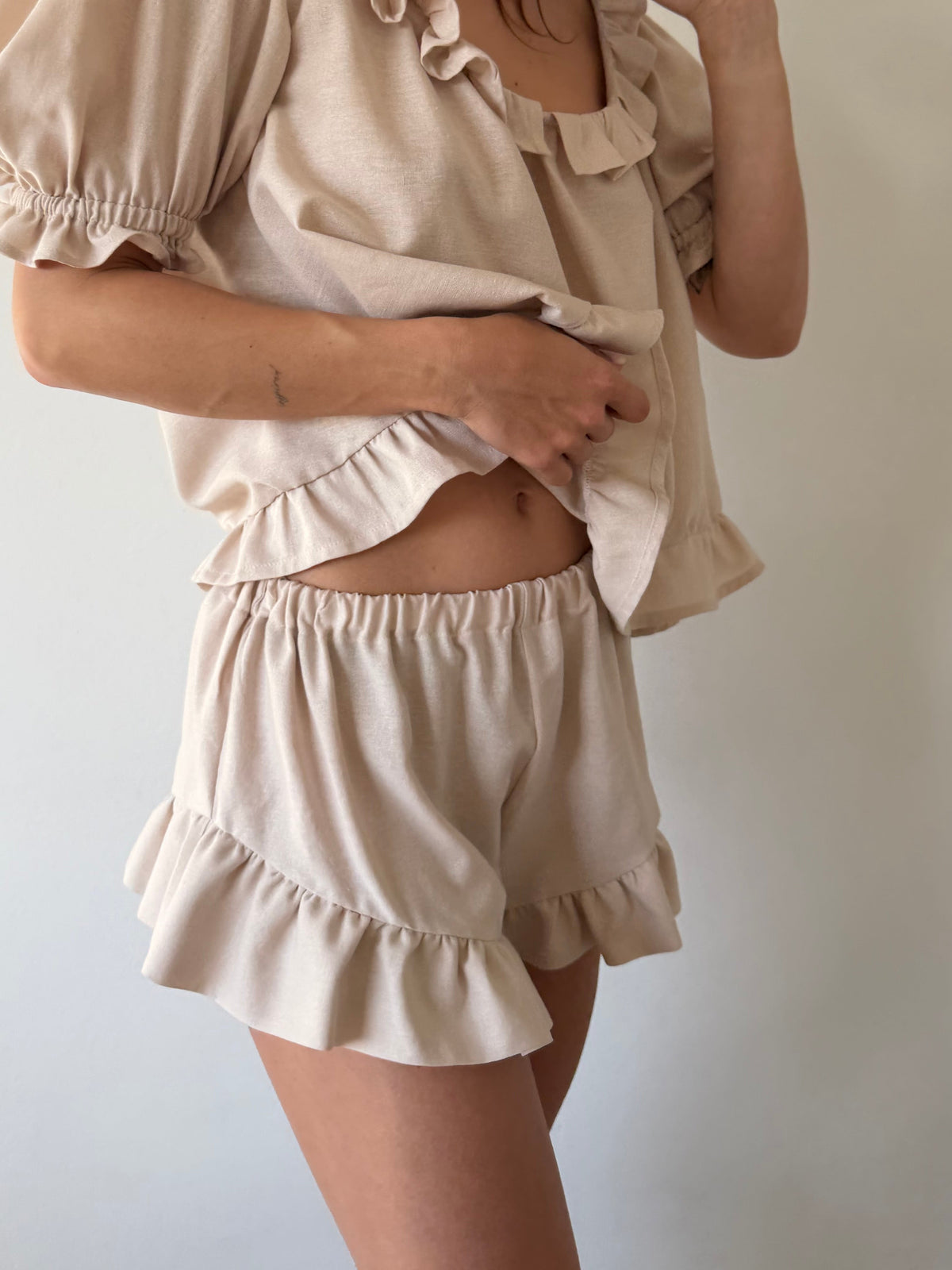 Ruffle Mini Shorts ~ Blush