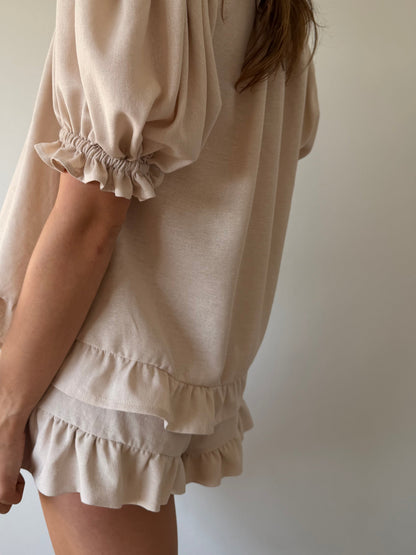 Ruffle Mini Shorts ~ Blush