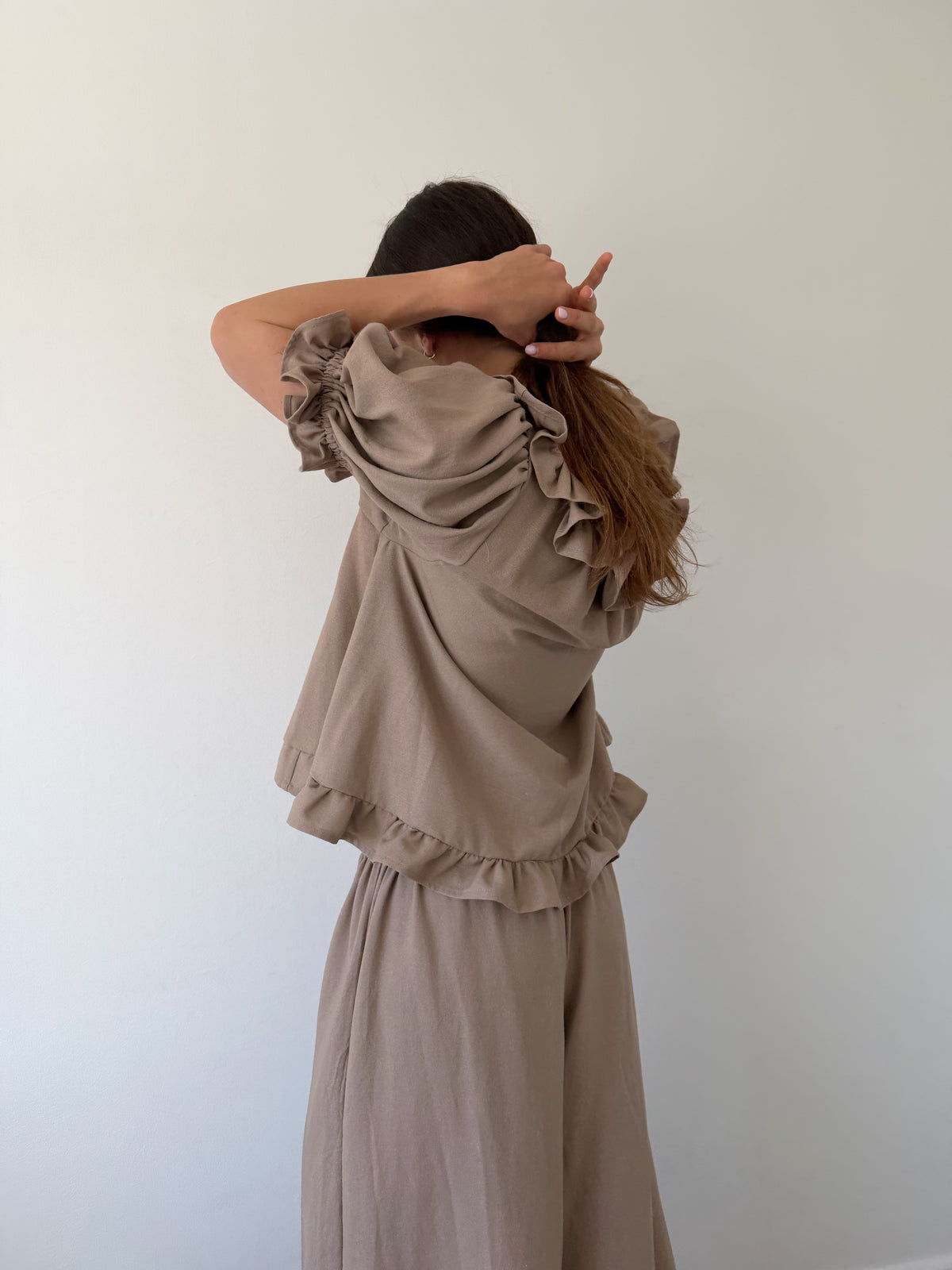 Ruffle Blouse ~ Mocha