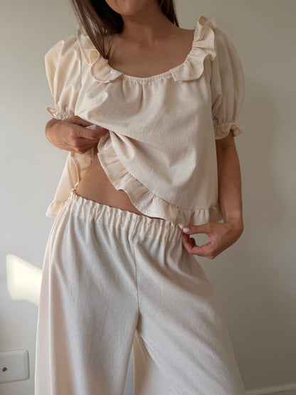 Ruffle Blouse ~ Cream
