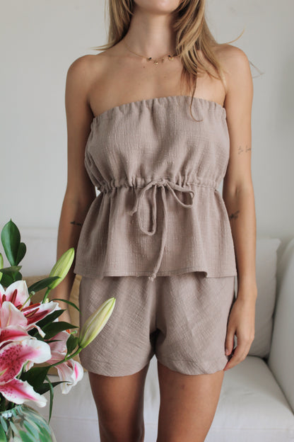 Strapless Top Brown