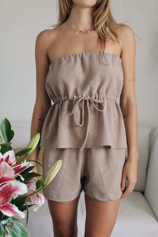 Strapless Top Brown