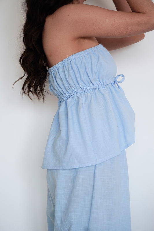 Strapless Top Blue