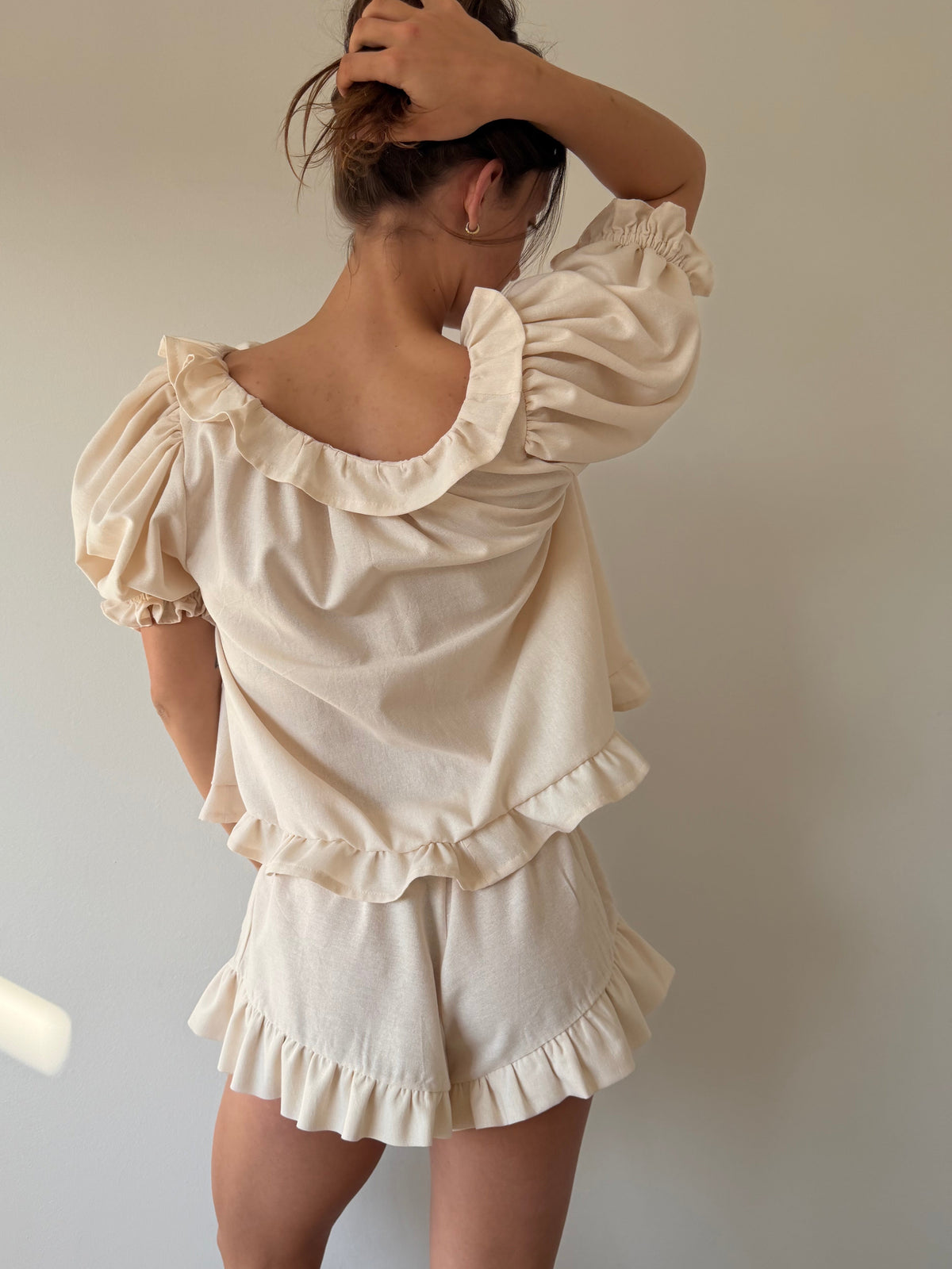 Ruffle Mini Shorts ~ Cream