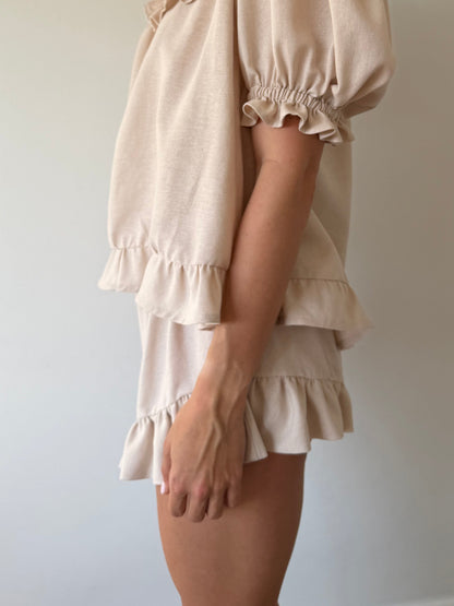 Ruffle Mini Shorts ~ Blush