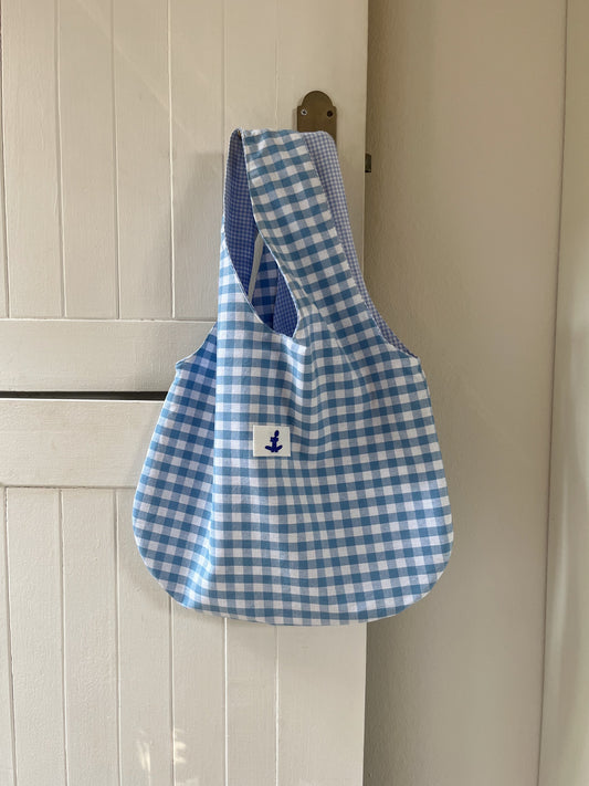 TOTE BAG GINGHAM BLUE